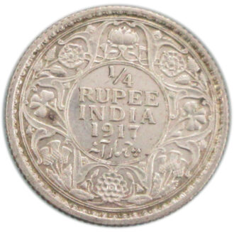 1917 1/4 Rupee King George V Calcutta Mint High Grade