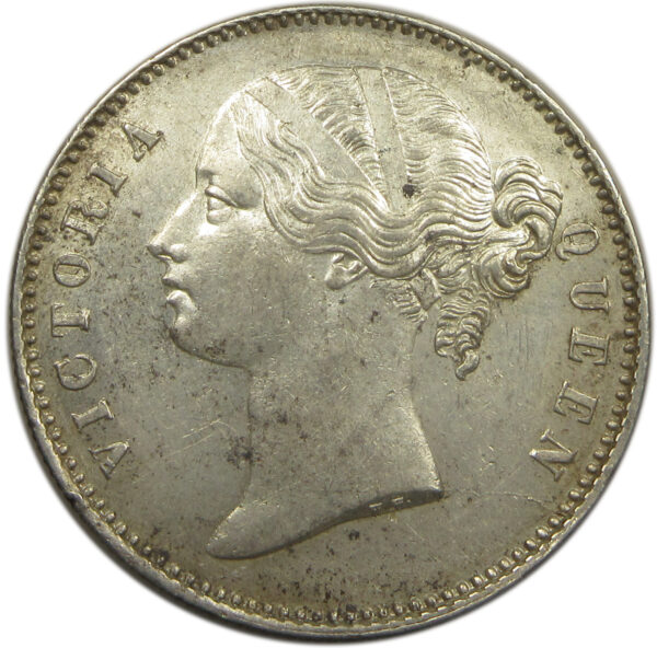 1840 Silver One Rupee Victoria Queen Divided Legend Calcutta/Bombay Mint GK 164