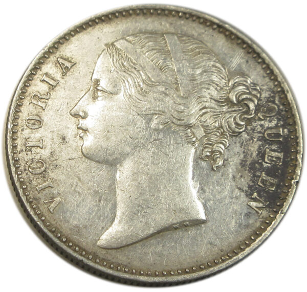 1840 Silver One Rupee Victoria Queen with Divided Legend Calcutta/Bombay Mint GK 164