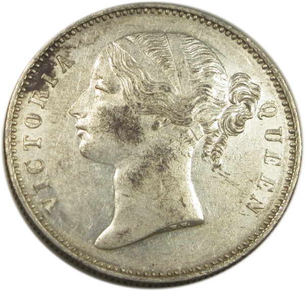 1840 Silver One Rupee Victoria Queen with Divided Legend Calcutta Mint A without Stroke GK 168