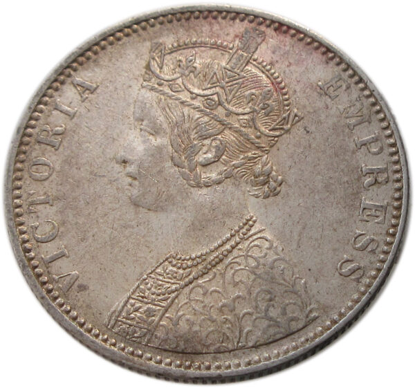 1890 Silver One Rupee Victoria Empress Bombay Mint - Image 2