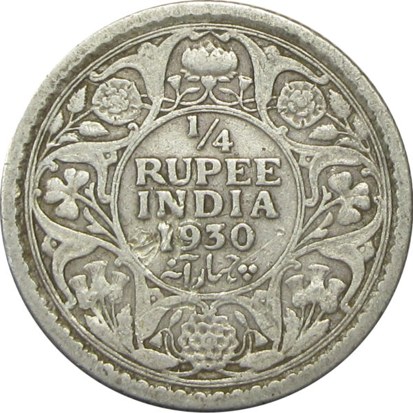 1930 1/4 Rupee King George V Calcutta Mint