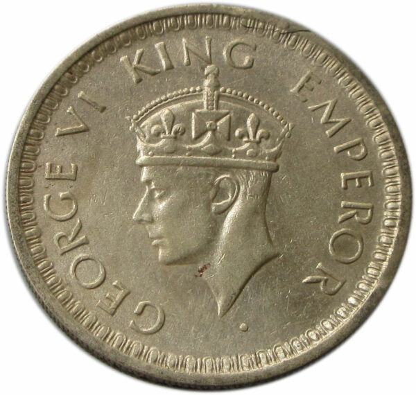 1944 Half Rupee King George VI Lahore Mint Die Crack - Image 2