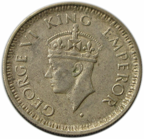 1944 Quarter Rupee King George VI Lahore Mint 'L' Raised