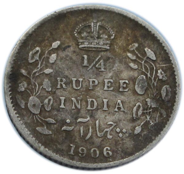 1906 1/4 Rupee King Edward VII Calcutta Mint
