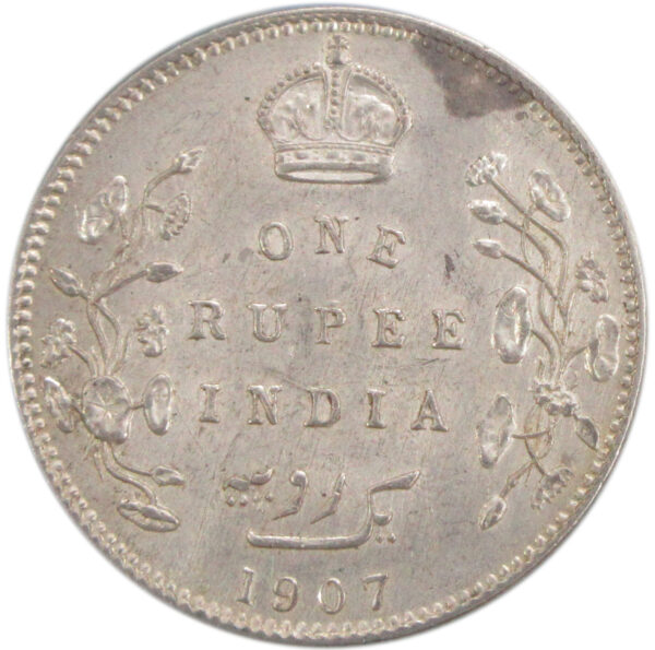 1907 One Rupee King Edward VII Bombay Mint High Grade, Sharp Details with Luster