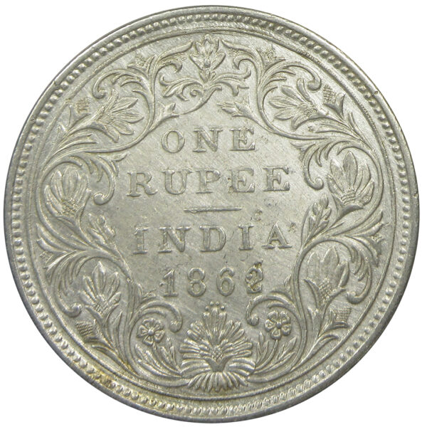 1862 4 Dots One Rupee Queen Victoria Bombay Mint GK 308