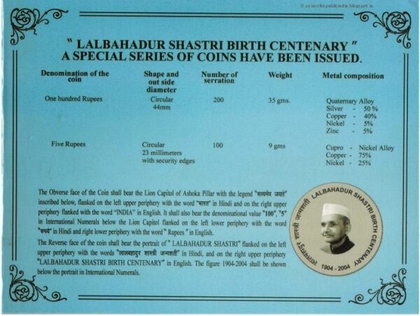 2004 - Lal Bahadur Shastri Birth Centenary - UNC Set - Image 4