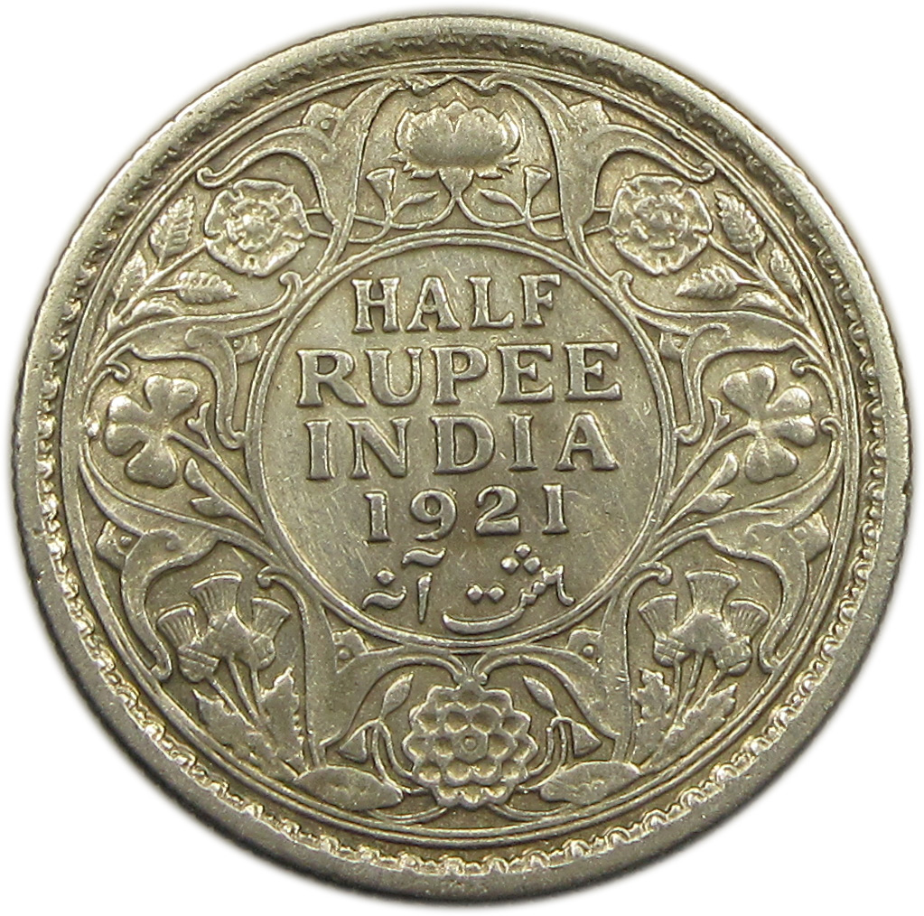 1921 Half Rupee King George V Calcutta Mint GK 1058