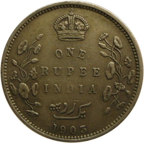 1903 One Rupee King Edward VII Bombay Mint Rare B Raised and No Dot