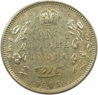 1903 1 Rupee King Edward VII Calcutta Mint GK 924 5 Diamonds
