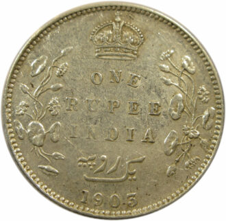 1903 One Rupee King Edward VII Bombay Mint Rare B Incused and Dot | GK 926