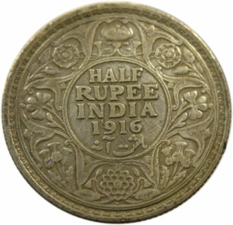 1916 Half Rupee King George V Bombay Mint GK 1054