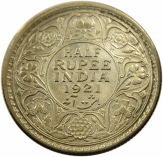 1921 Half Rupee King George V Calcutta Mint Scarce date GK 1058