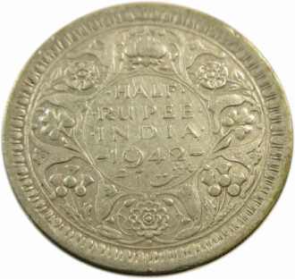1942 Half Rupee King George VI Bombay Mint GK 1303