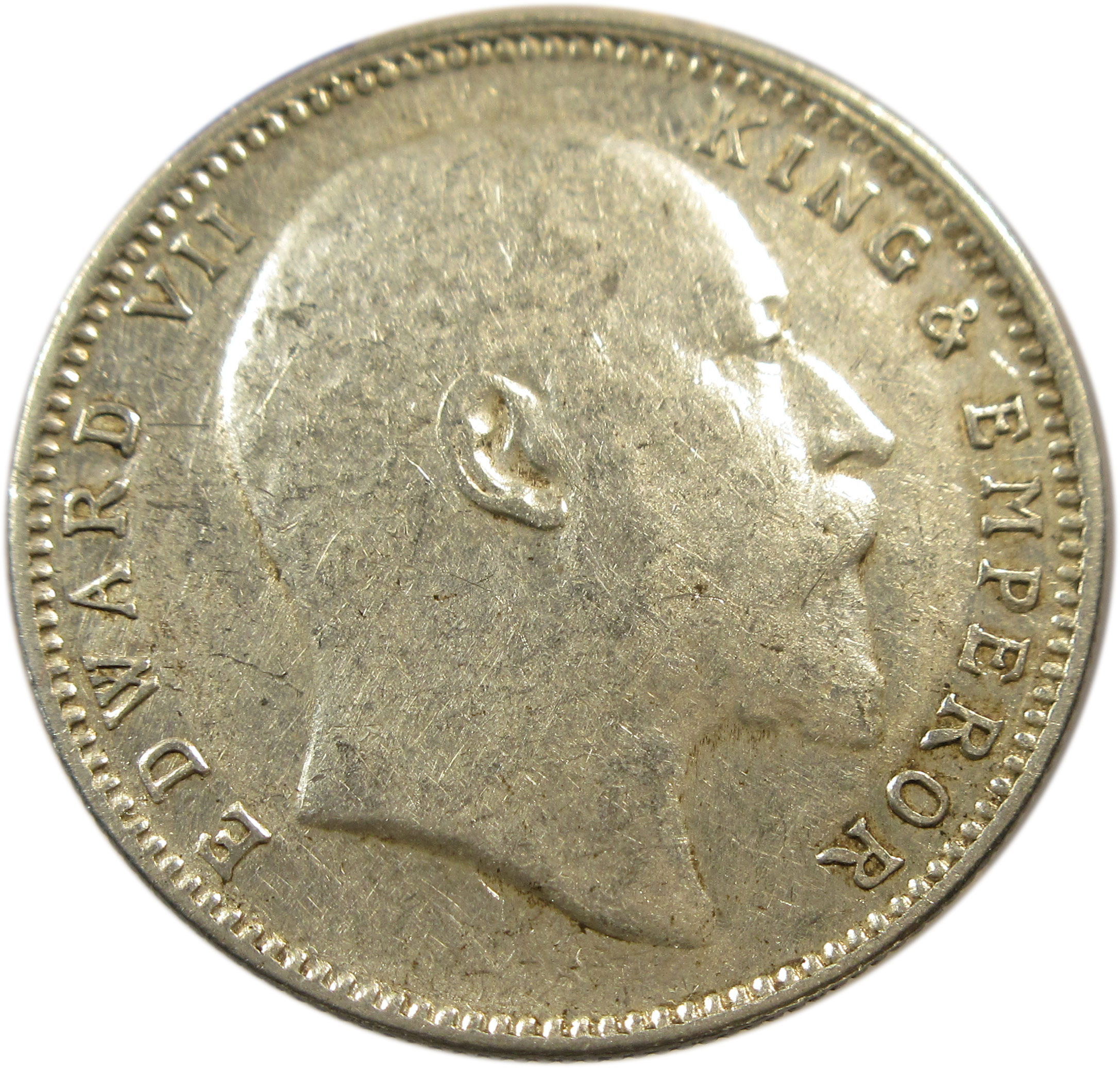 1907 One Rupee King Edward VII Bombay Mint No Dot GK 945 Thin 7 - Image 2
