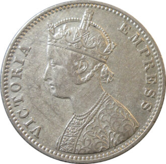1900 Silver One Rupee Victoria Empress Calcutta Mint | AUNC with Luster
