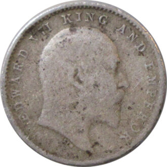 1907 Silver Two Annas Edward VII King Calcutta Mint Silver