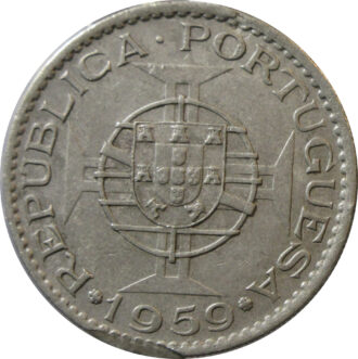 6 Escudos - Republic 1959 Portuguese India Nickel-Brass