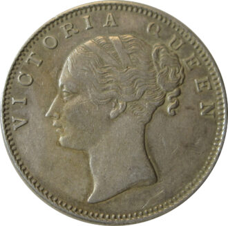 1840 One Rupee VICTORIA QUEEN Continuous Legend 19 Berries Calcutta Mint Rare | GK 81