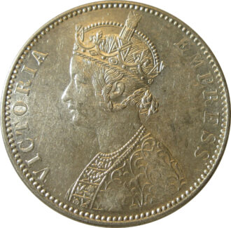1892 Silver One Rupee Victoria Empress Bombay Mint AUNC GK 796