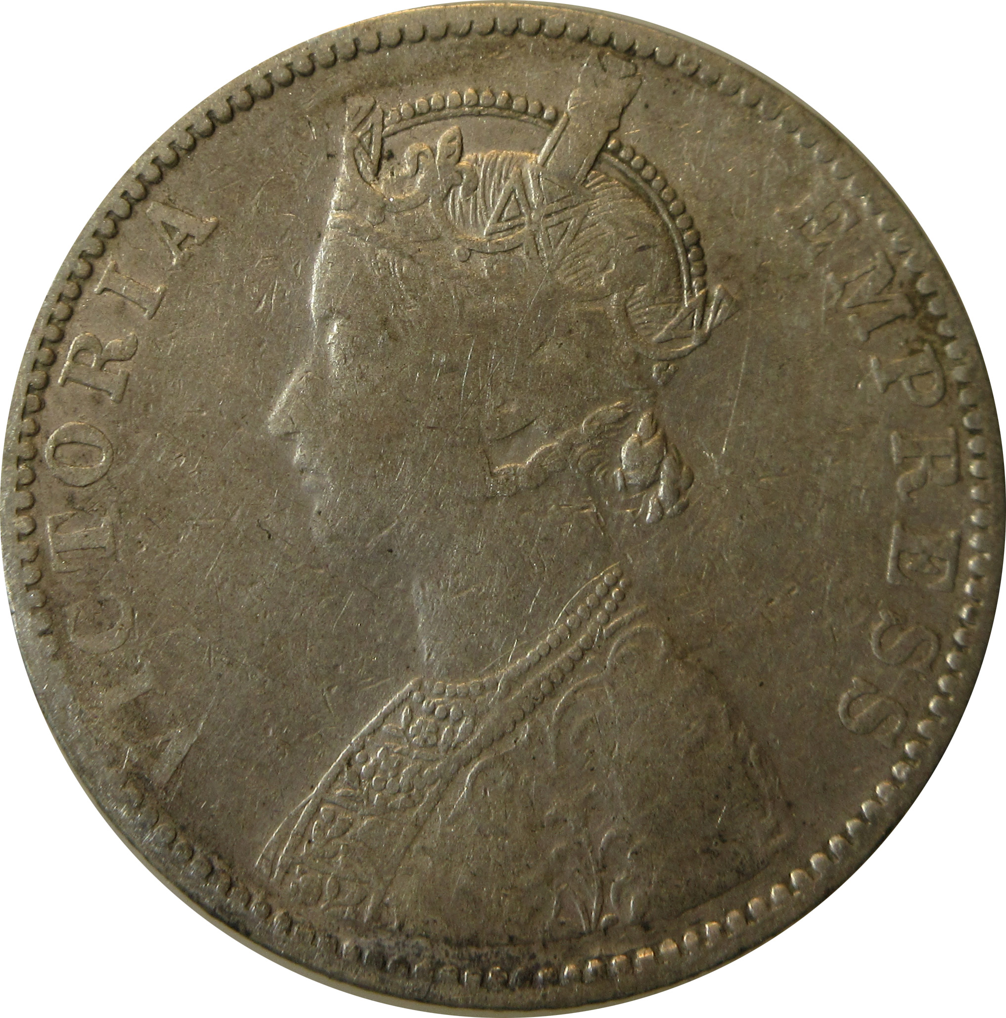 1898 Silver One Rupee Victoria Empress Bombay Mint "Incused B" GK 585
