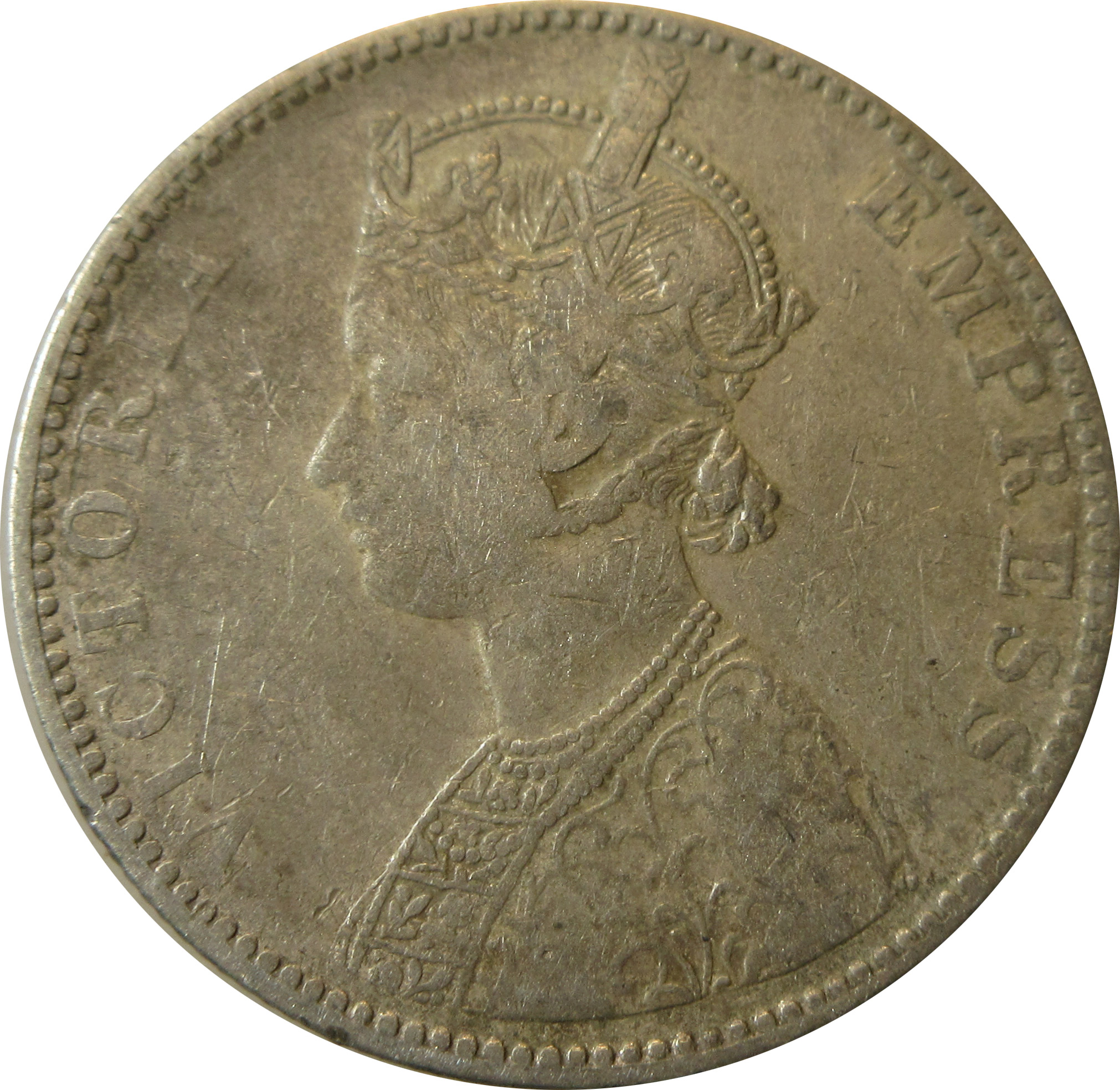 1898 Silver One Rupee Victoria Empress Bombay Mint "Incused B" Rare
