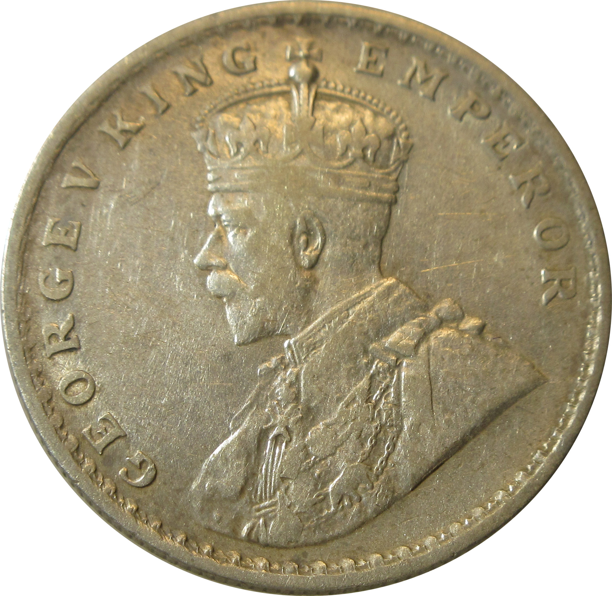 1911 One Rupee King George V Calcutta Mint Pig Variety AUNC