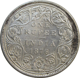 1876 Queen Victoria One Rupee Silver Coin