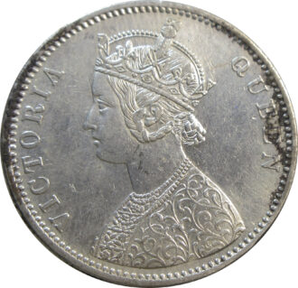 1876 Queen Victoria One Rupee Silver Coin