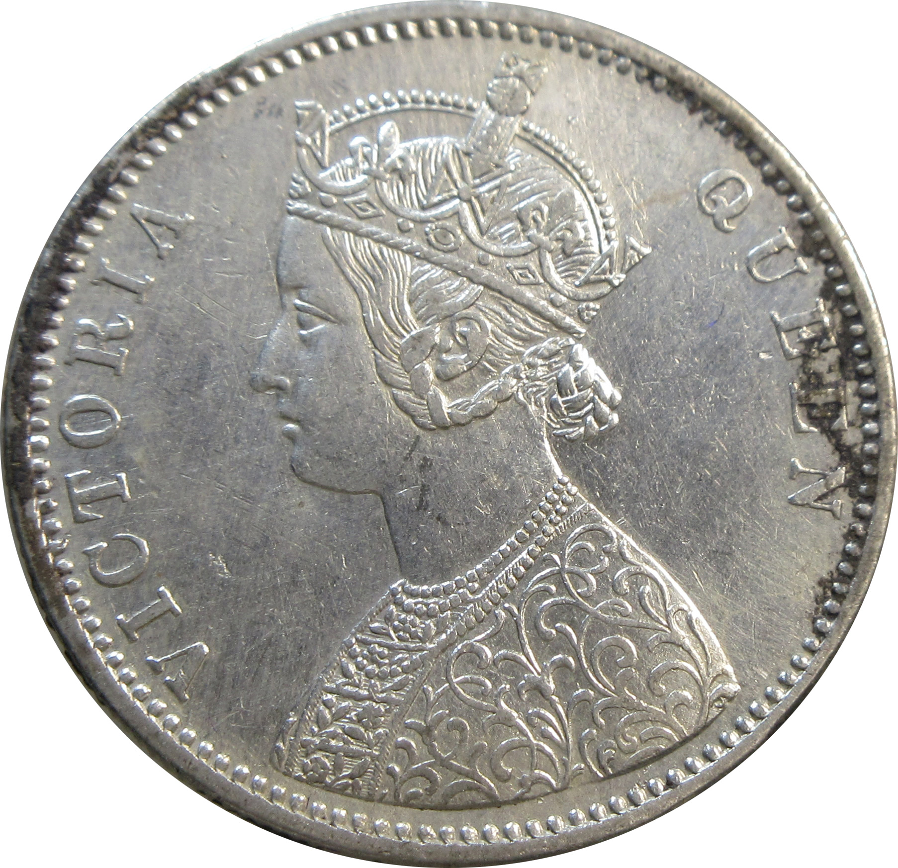 1876 Queen Victoria One Rupee Silver Coin