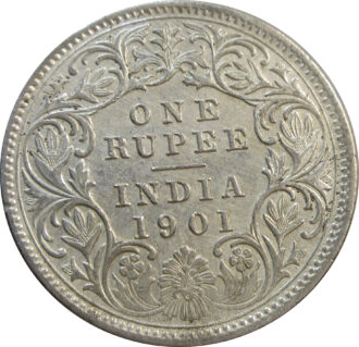 1901 Queen Victoria One Rupee Silver Coin Calcutta Mint