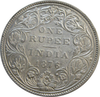 1876 Queen Victoria One Rupee Silver Coin Bombay Mint