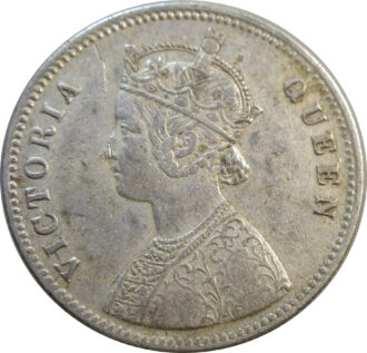 1874 Queen Victoria One Rupee Silver Coin Calcutta Mint