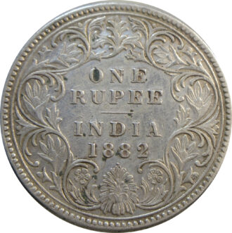 1882 one rupee silver coin Bombay mint
