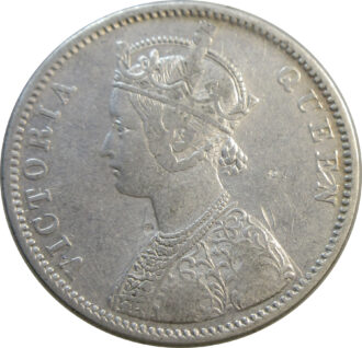 1874 Queen Victoria One Rupee Silver Coin Bombay Mint