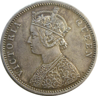 1874 Queen Victoria One Rupee Silver Coin Bombay Mint