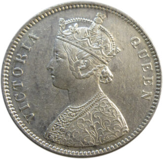 1862 one rupee silver coin 4 dots