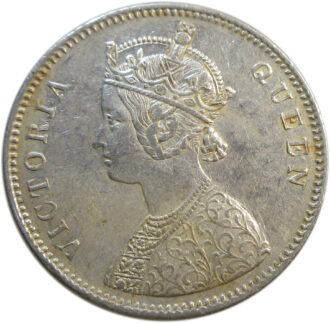1862 one rupee silver coin 4 dots