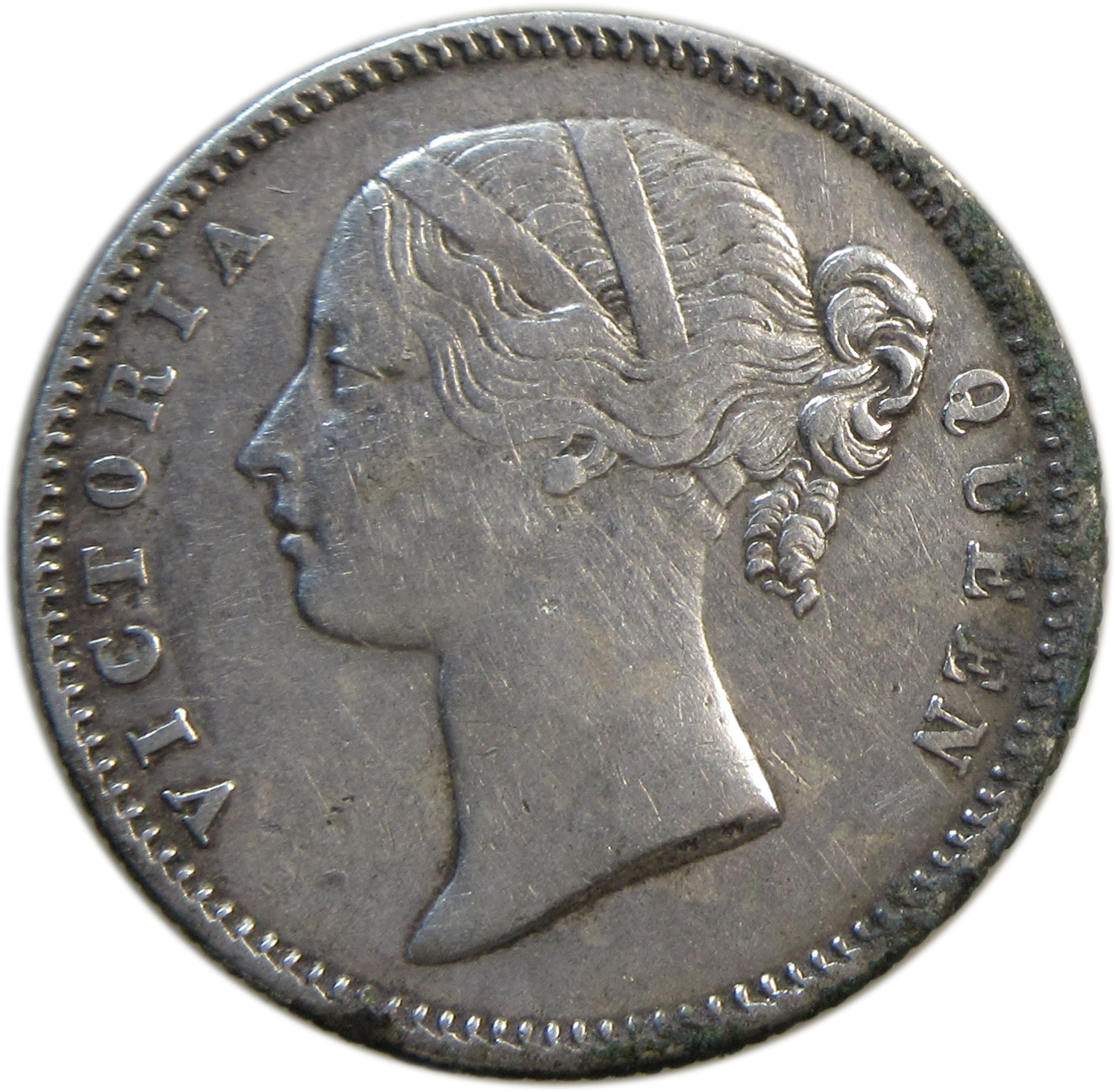 1840 1/2 Rupee Victoria Queen Calcutta Mint GK 188
