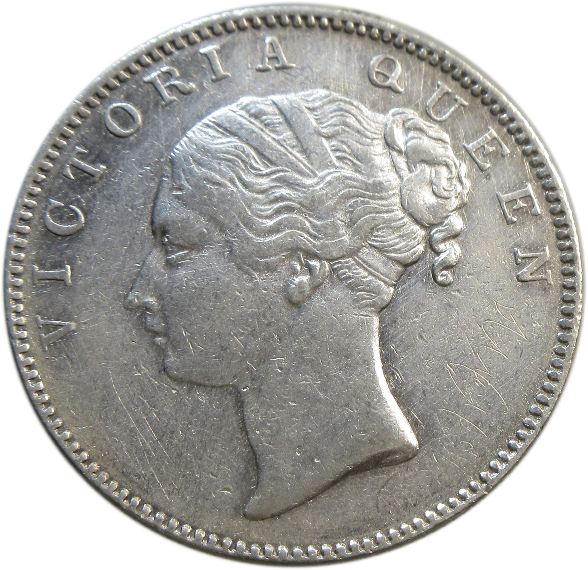1840 One Rupee VICTORIA QUEEN Continuous Legend 19 Berries Bombay Mint Rare | GK 116