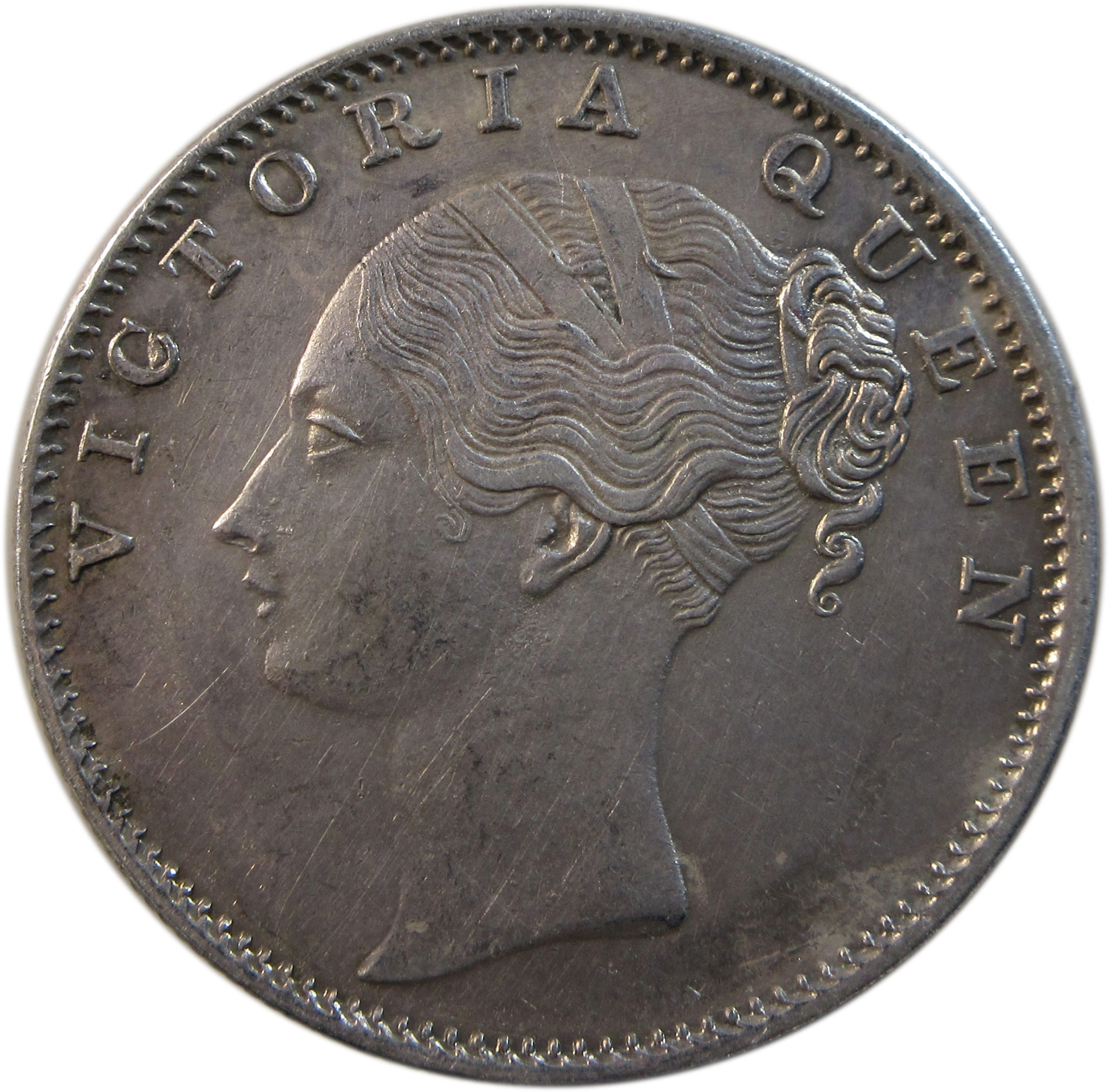 1840 One Rupee VICTORIA QUEEN Continuous Legend 35 Berries Calcutta Mint Rare | GK 93 Scarce