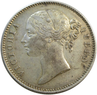 1840 Silver One Rupee Victoria Queen Divided Legend Calcutta Mint | GK 163 Scarce