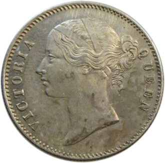 1840 Silver One Rupee Victoria Queen Divided Legend Calcutta Mint | GK 167 Scarce