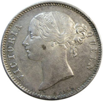 1840 Silver One Rupee Victoria Queen Divided Legend Calcutta Mint | GK 167 Rare, Double Lettering