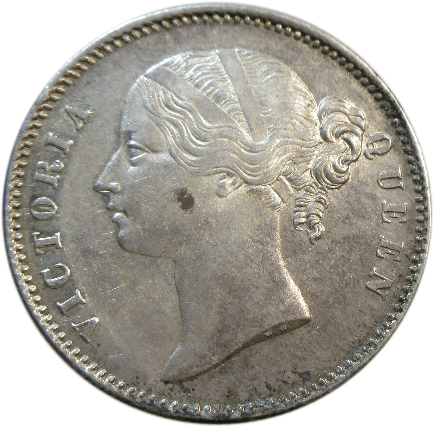 1840 Silver One Rupee Victoria Queen Divided Legend Calcutta Mint | GK 167 Rare, Double Lettering
