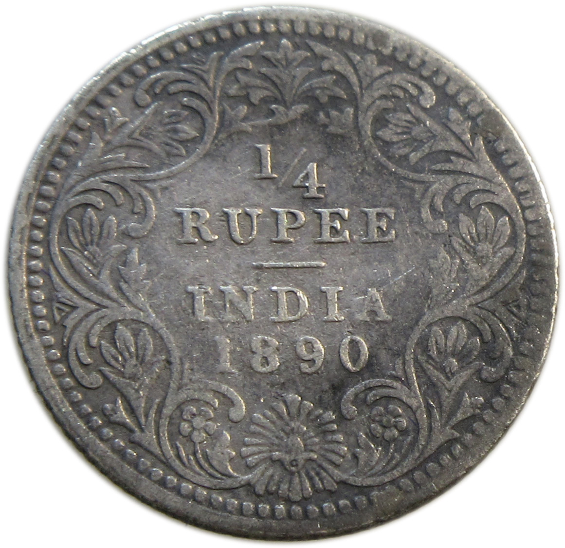1890 1/4 Rupee Victoria Empress Calcutta Mint GK 719 - Image 2
