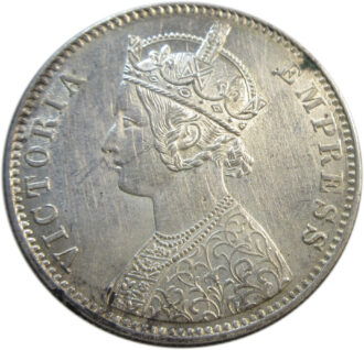 1892 Silver One Rupee Victoria Empress Calcutta Mint GK 576 | AUNC