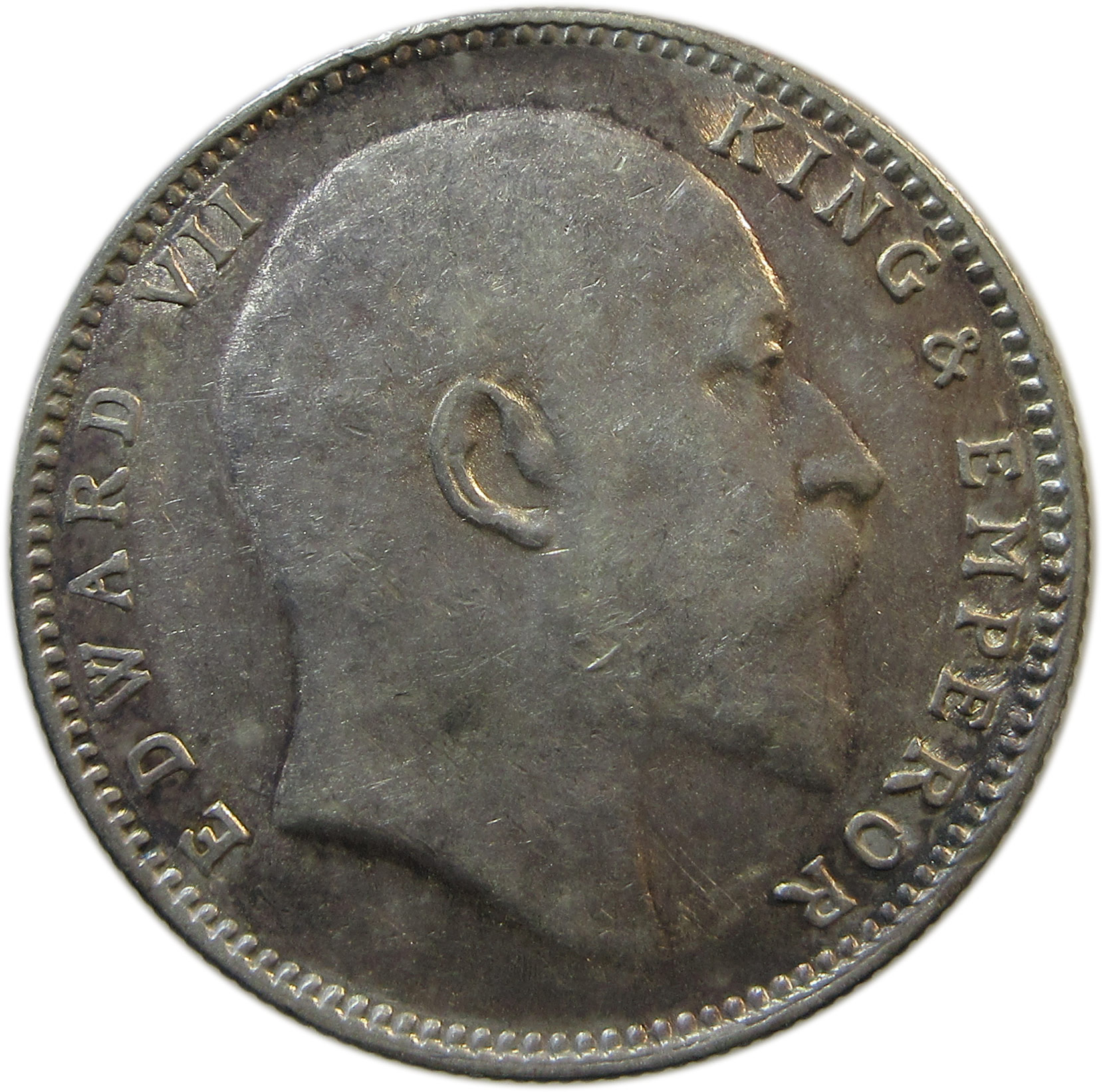 1908 One Rupee King Edward VII Bombay Mint | Numeral '8' struck on numeral '7' | Rare