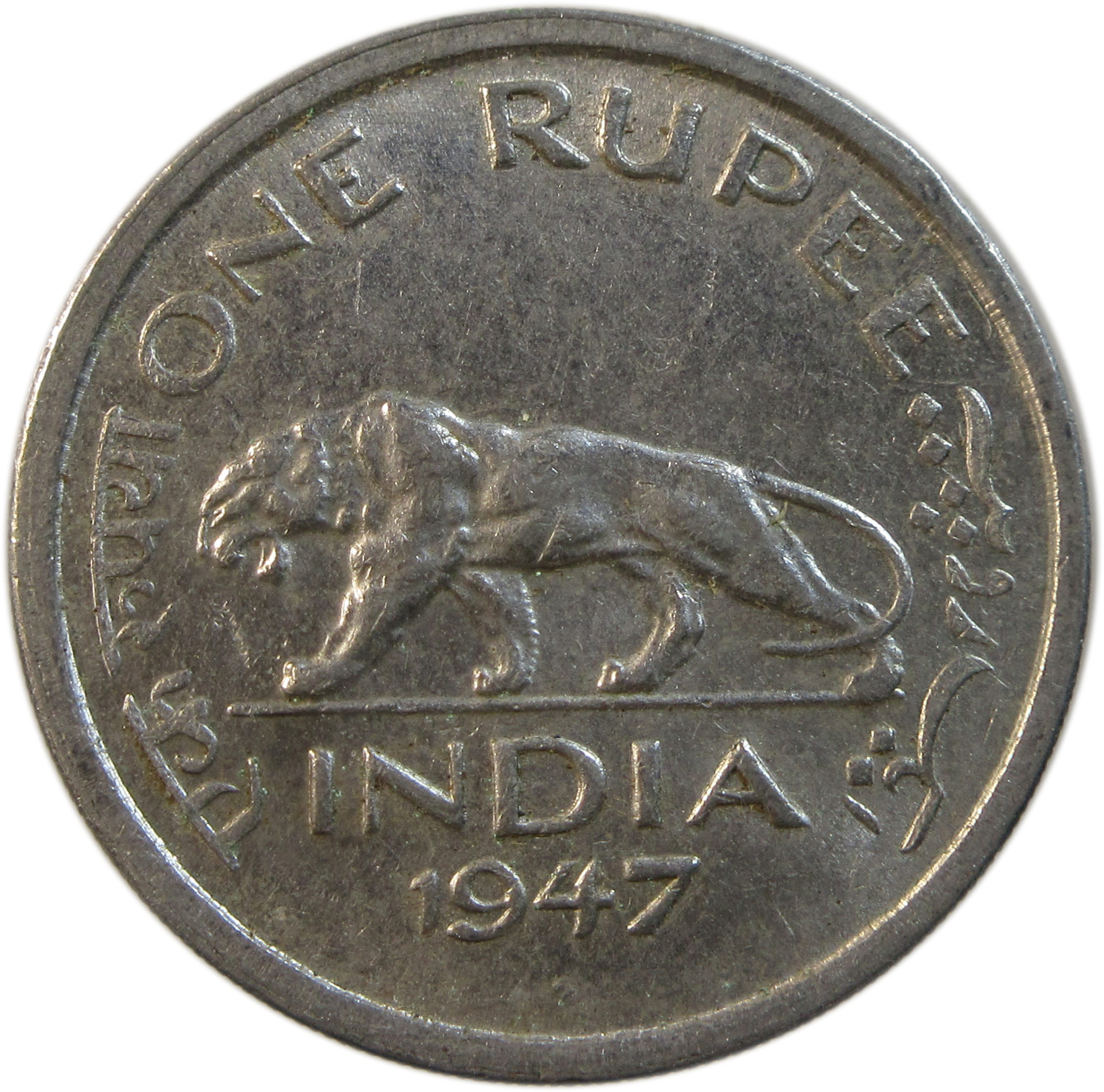 1947 One Rupee King George VI Bombay Mint GK 1291 Small Diamond - Image 2